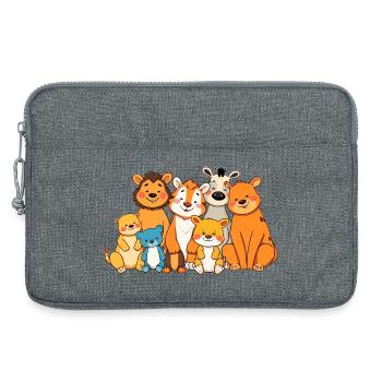 Verspielte Tierfamilie Comic Design - Laptoptasche 13" - Grau meliert - Vorne