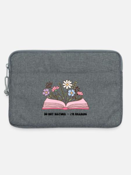 Blumen aus offenem Buch - Laptoptasche 13" - Grau meliert