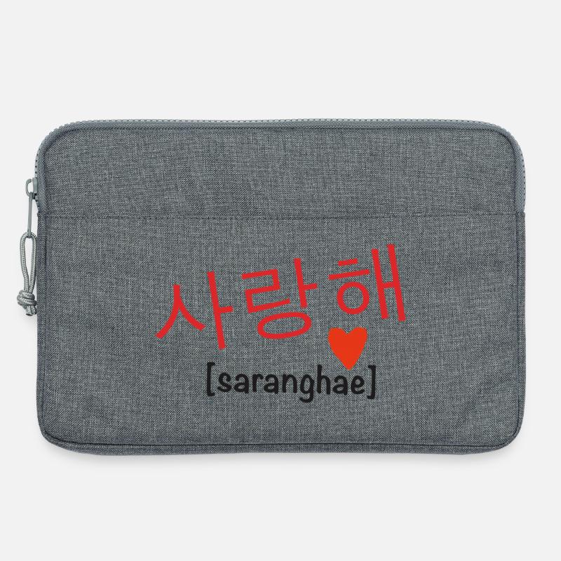 saranghae – Ich liebe dich koreanisch - Laptoptasche 13" - Grau meliert