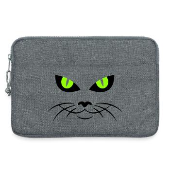 cat face - katzengesicht - Sacoche pour ordinateur portable 13 pouces - gris chiné - Devant