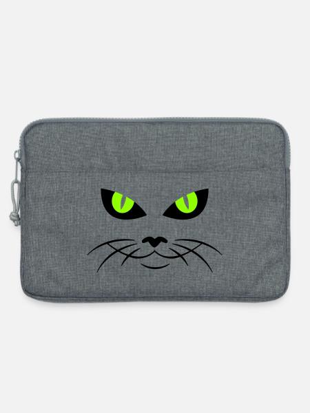cat face - katzengesicht - Laptoptasche 13" - Grau meliert