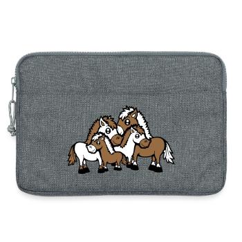 4 Chevaux Famille Enfants Maman Papa Père Maman Mignon - Sacoche pour ordinateur portable 13 pouces - gris chiné - Devant