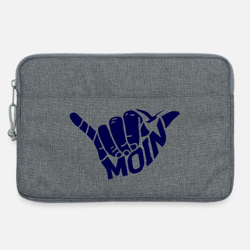 Handzeichen "MOIN" - Laptoptasche 13" - Grau meliert