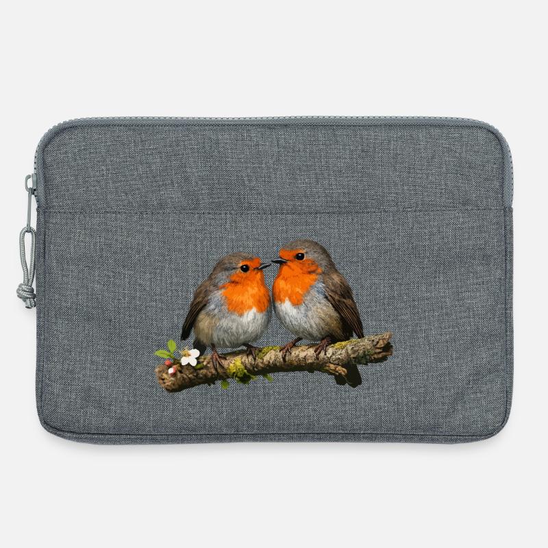 Duo Red Robin auf Ast - Laptoptasche 13" - Grau meliert