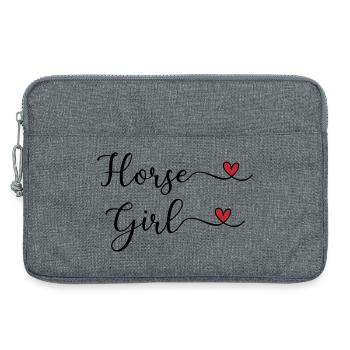 Cœur de Fille Cheval - Sacoche pour ordinateur portable 13 pouces - gris chiné - Devant