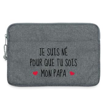 Bébé - Naissance - Papa - Fête des Pères - Sacoche pour ordinateur portable 13 pouces - gris chiné - Devant