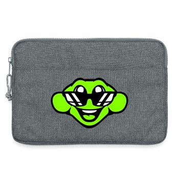 frog toad cool sunglasses laughing happy cute - Laptop bag 13" - heather grey - Front