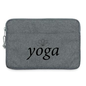 Yoga und Lotusblume – schwarzer Text - Laptoptasche 13" - Grau meliert - Vorne