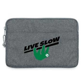 Faultier Spruch Live Slow für Entspannte - Laptoptasche 13" - Grau meliert - Vorne