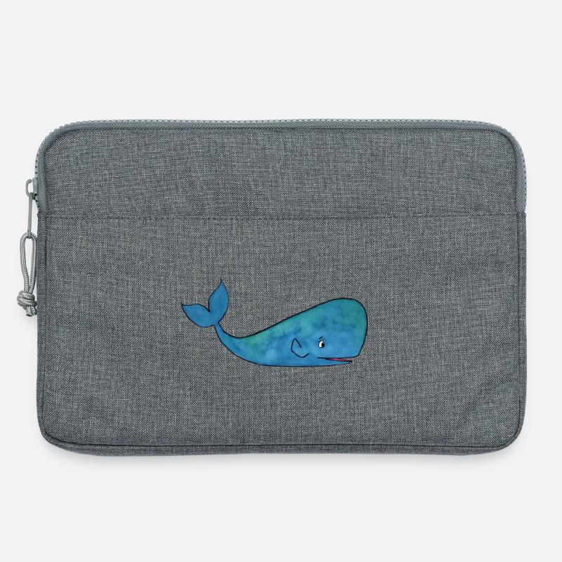 Verspielte Blauwal-Illustration - Laptoptasche 13" - Grau meliert