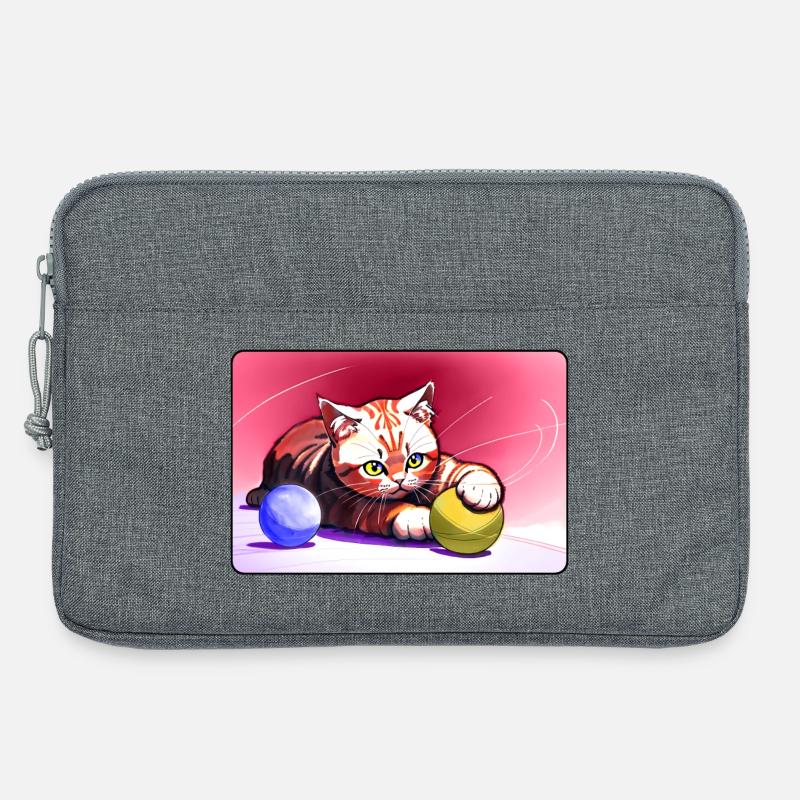 Rotgestreiftes Tigerkätzchen - Laptoptasche 13" - Grau meliert
