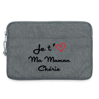 Je t'aime ma maman chérie - fête des mères - Sacoche pour ordinateur portable 13 pouces - gris chiné - Devant