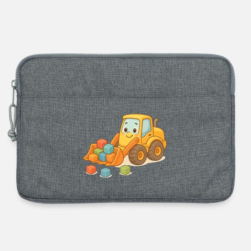 Verspielter Bagger mit bunten Bausteinen - Laptoptasche 13" - Grau meliert