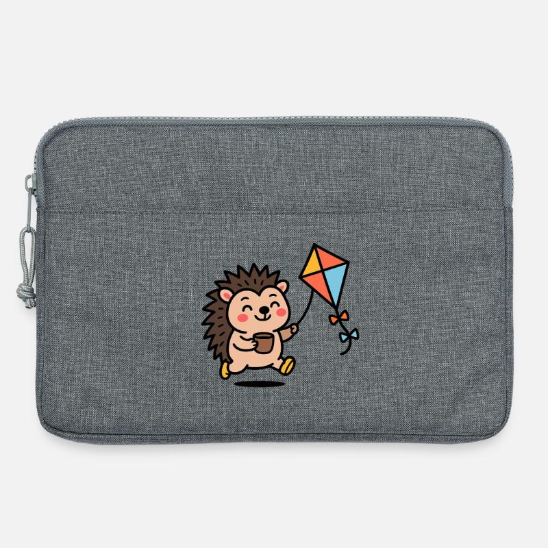 Igel mit Drachen und Becher - Laptoptasche 13" - Grau meliert