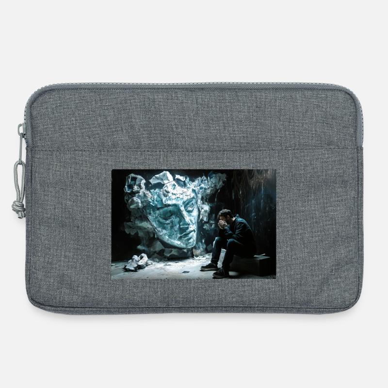 Zerbrochene Statue, nachdenklicher Mann - Laptoptasche 13" - Grau meliert