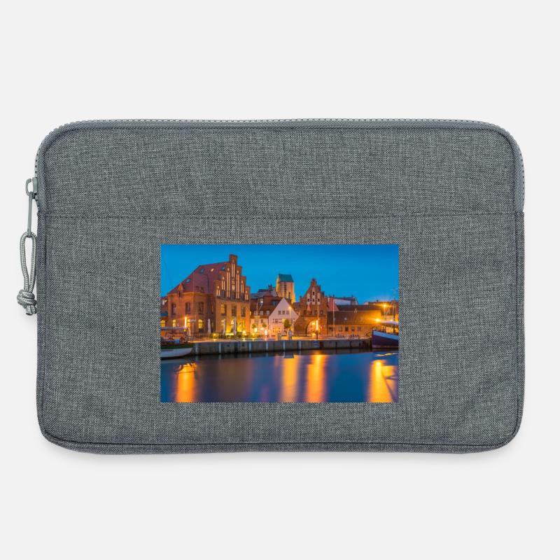 Wismar am Abend - Laptoptasche 13" - Grau meliert