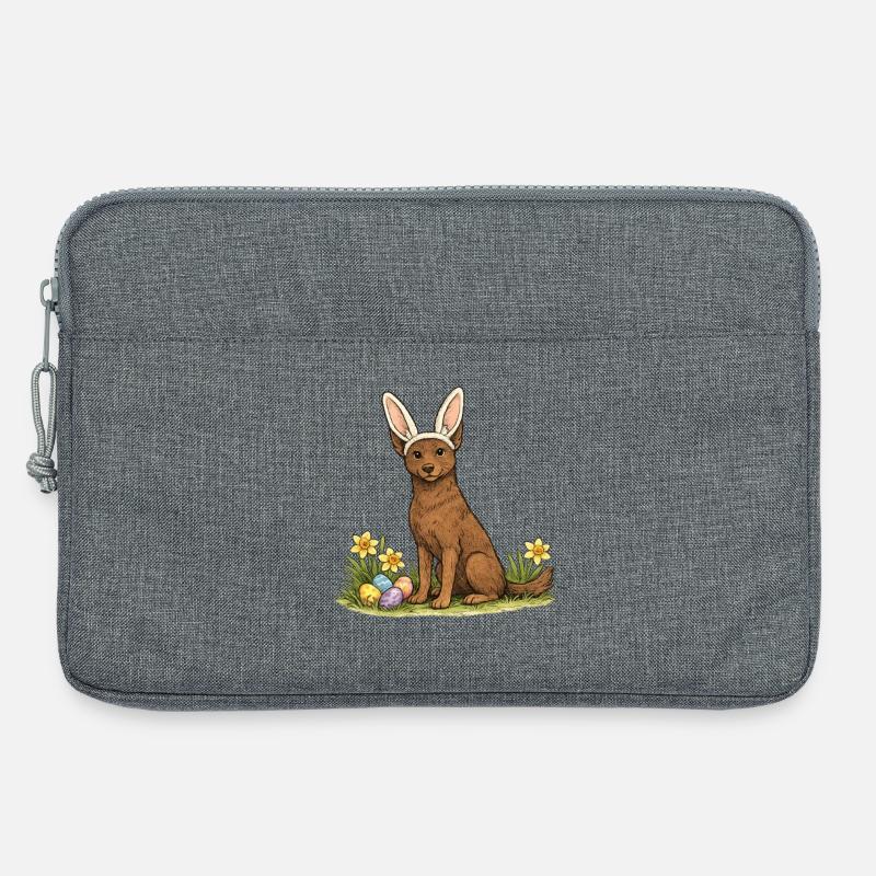 Frühlingshase Australian Kelpie Hund mit Ostereier - Laptoptasche 13" - Grau meliert