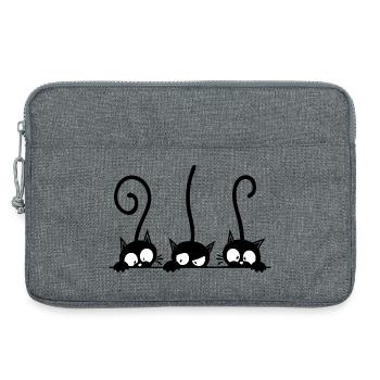 Drei neugierige schwarze Katzen - Laptoptasche 13" - Grau meliert - Vorne