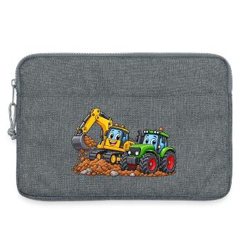 Fröhliches Baumaschinen-Duo - Laptoptasche 13" - Grau meliert - Vorne
