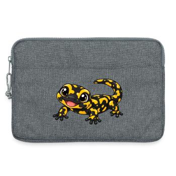 Salamander Kawaii Style – Süßes Amphibienmotiv - Laptoptasche 13" - Grau meliert - Vorne