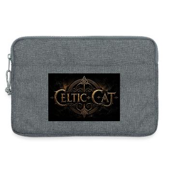 Celtic Cat – Goldener keltischer Schriftzug - Laptoptasche 13" - Grau meliert - Vorne