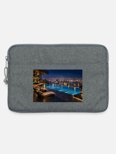 Infinity-Pool über der nächtlichen Skyline - Laptoptasche 13" - Grau meliert