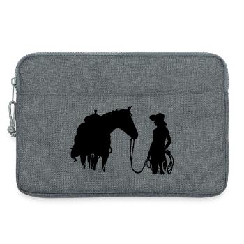 cheval et femme - Sacoche pour ordinateur portable 13 pouces - gris chiné - Devant