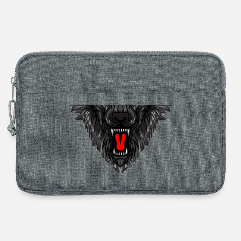 Detaillierter Wolfsgesicht-Print - Laptoptasche 13" - Grau meliert