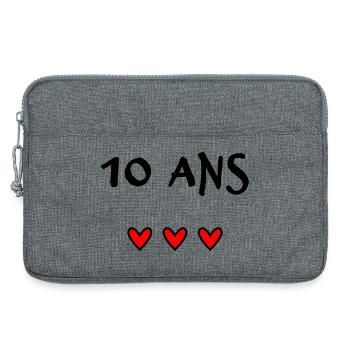 10. 10 ANS. 10e ANNIVERSAIRE. ANNIVERSAIRE 10 ANS. - Sacoche pour ordinateur portable 13 pouces - gris chiné - Devant
