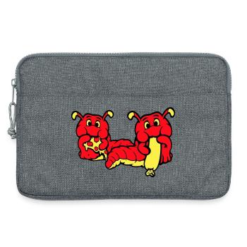 2 chenilles ver heureux manger pizza saucisse manger - Sacoche pour ordinateur portable 13 pouces - gris chiné - Devant