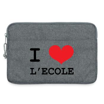 J'aime l'École : Design Scolaire Coeur Rouge Love - Sacoche pour ordinateur portable 13 pouces - gris chiné - Devant
