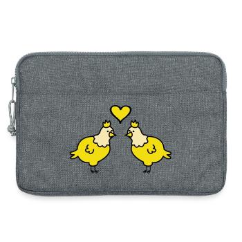 Zwillingshühner Herzpaar - Laptoptasche 13" - Grau meliert - Vorne