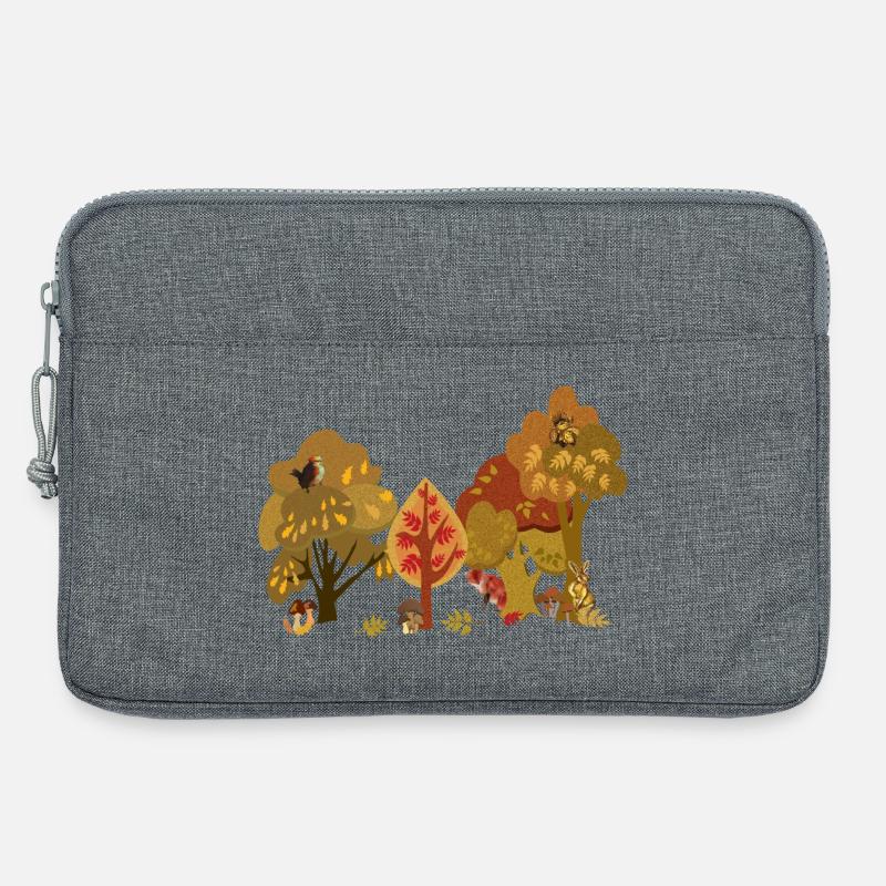 Herbstwald Tierwelt Silhouette - Laptoptasche 13" - Grau meliert