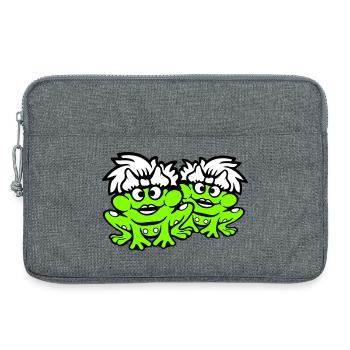 2 Frogs Couple Women Toad Funny In Love Cute - Laptop bag 13" - heather grey - Front