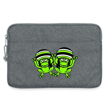 2 Frösche Reggae Musik Rasta Haare Mütze Jamaika - Laptoptasche 13" - Grau meliert - Vorne