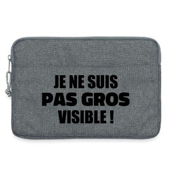 Humour : Je ne suis pas gros, je suis visible ! - Sacoche pour ordinateur portable 13 pouces - gris chiné - Devant
