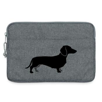 Dachshund Dog Silhouette - Laptop bag 13" - heather grey - Front