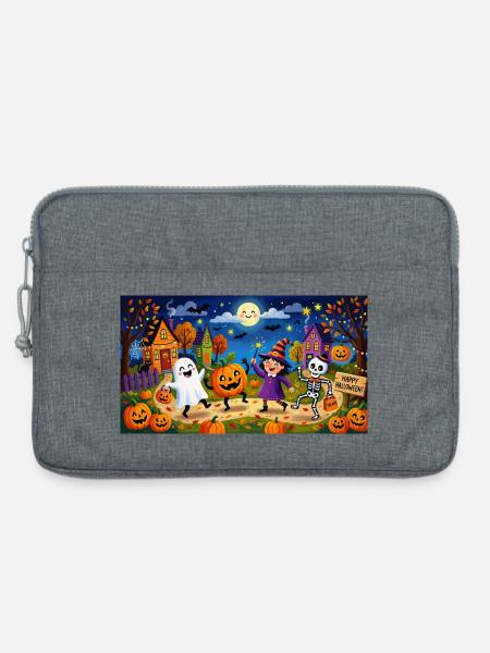 Niedliche Halloween-Nacht-Illustration - Laptoptasche 13" - Grau meliert
