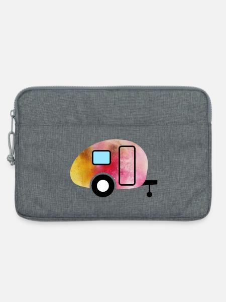 Caravan Aquarell Wohnwagen Camping - Laptoptasche 13" - Grau meliert