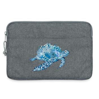 imaginative blue turtle with corals - Laptop bag 13" - heather grey - Front