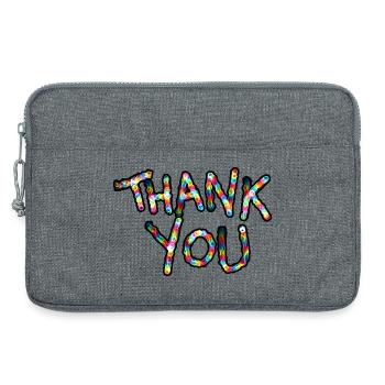 Merci couleurs néon Merci police - Sacoche pour ordinateur portable 13 pouces - gris chiné - Devant