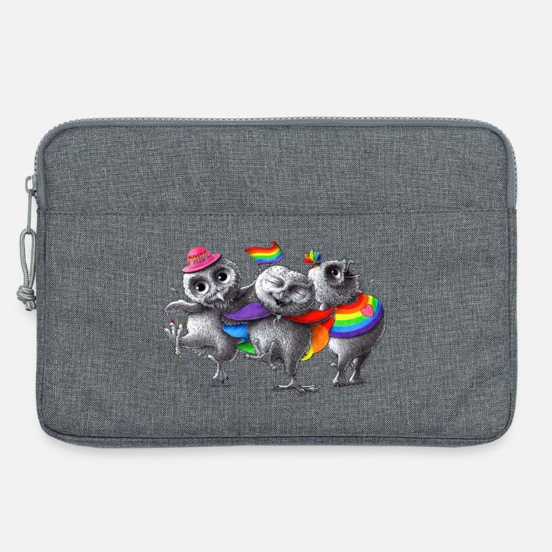 Lustige tanzende Pride Eulen - Laptoptasche 13" - Grau meliert