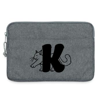 Cat Letter K - Laptop bag 13" - heather grey - Front