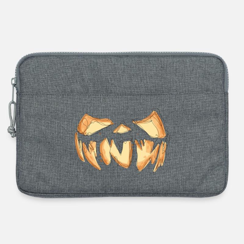 Pumpkin Face Halloween Scribble - Laptop bag 13" - heather grey
