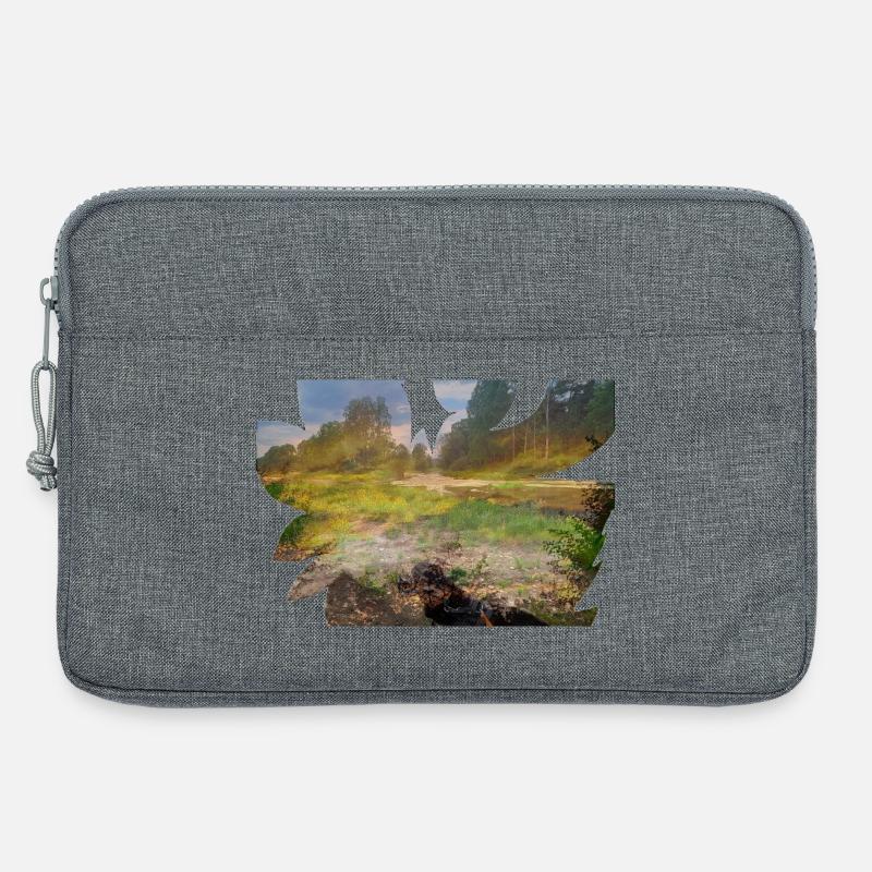 Ein Fluss-Delta brennt in Farben - Laptoptasche 13" - Grau meliert