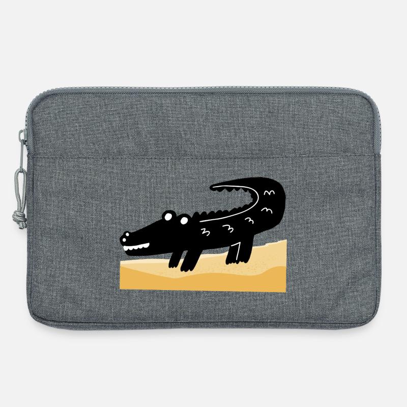 schwarzes Krokodil - Laptoptasche 13" - Grau meliert