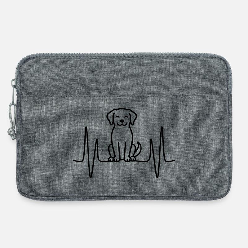Hund Herzschlag Linienmotiv - Laptoptasche 13" - Grau meliert