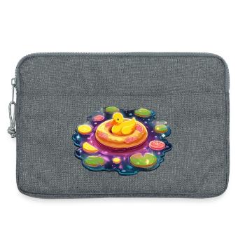 Donut ducks in galaxy lake - Laptop bag 13" - heather grey - Front