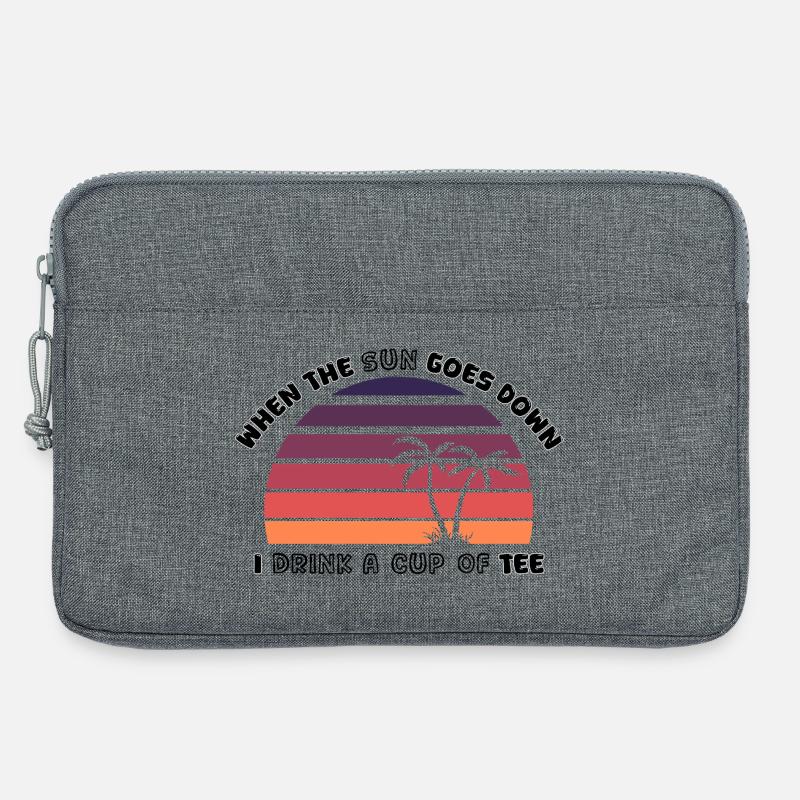 Sunset Palm Trees Retro Tee - Design - Laptop bag 13" - heather grey