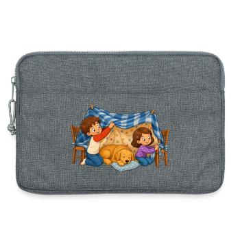 Kinder Deckenhöhle mit Hund Kuscheliges Motiv - Laptoptasche 13" - Grau meliert - Vorne